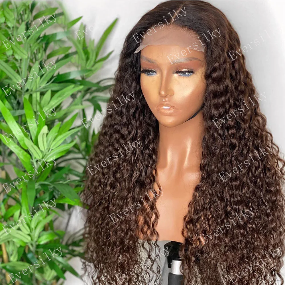 

Ombre Chocolate Brown Kinky Curly 13x1 T Part Human Hair Wigs With Baby Hair 13x3 Transparent HD Lace Front Closure Remy Hair