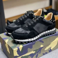 2022 men casual fitness shoes leather mens fashion designer camouflage matching leather comfortable shoes flat sports shoes
