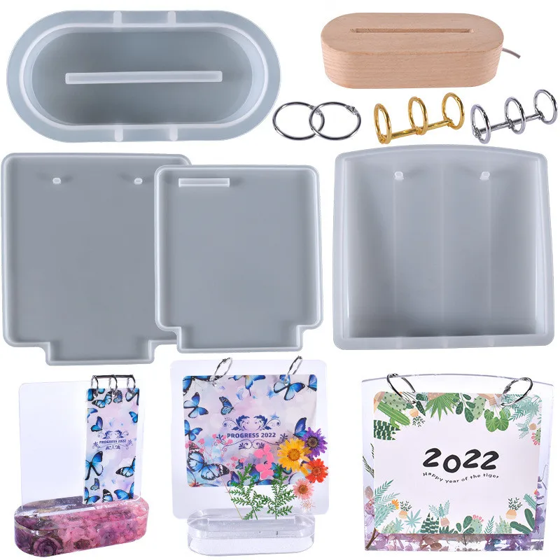 

Calendar Resin Mold Kit Creative All-purpose Frame Stand Table Calendar Silicone Mold DIY Epoxy Handwork for Decro Gifts