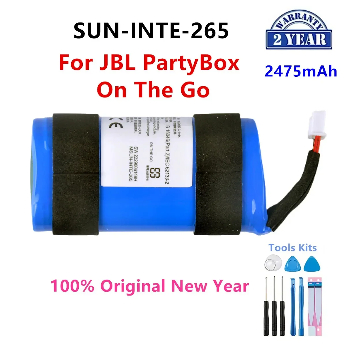 Оригинальная модель 2475 мАч для беспроводного динамика JBL PartyBox на ходу/OnTheGo Bluetooth
