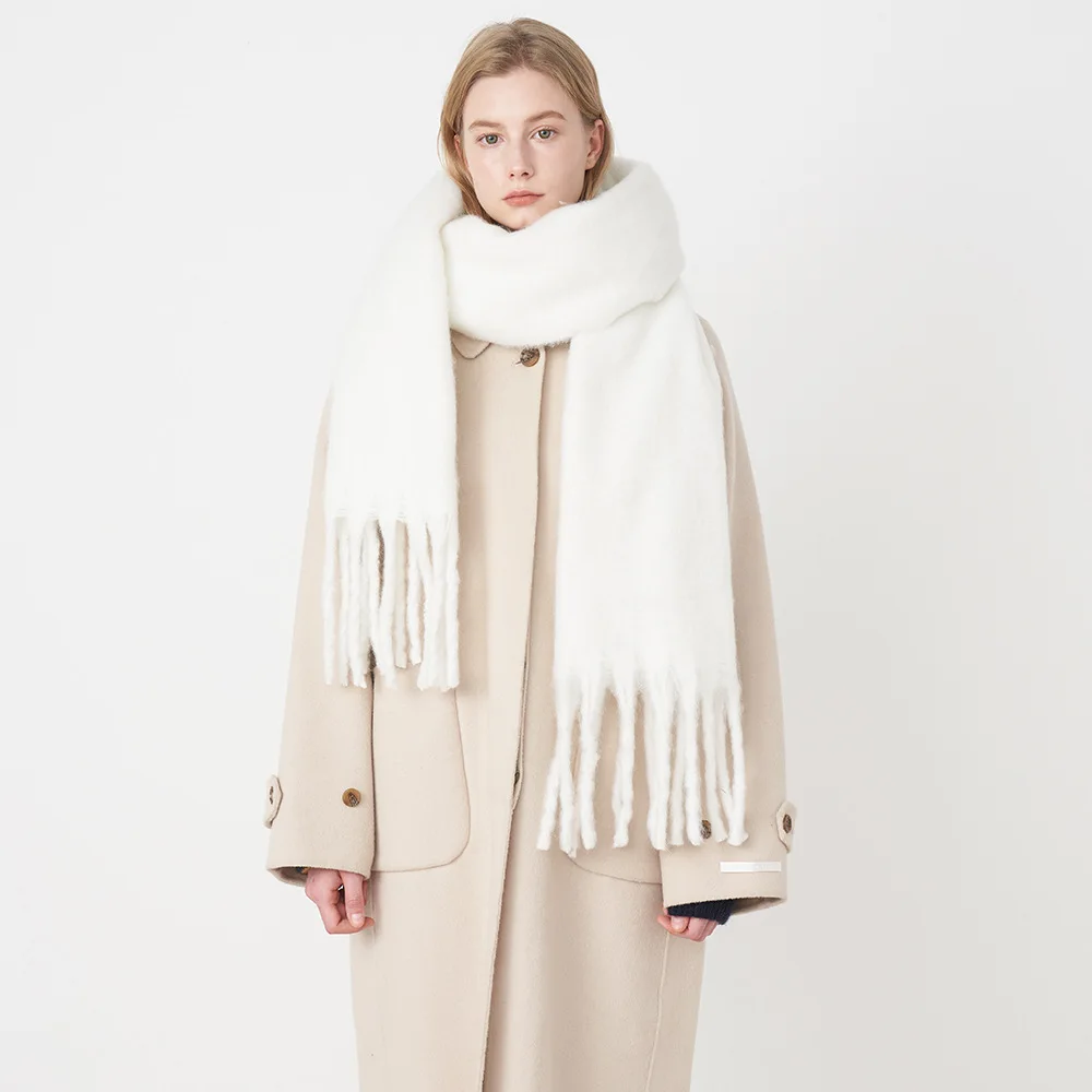 Корейские универсальные шарфы мягкий однотонный шарф с кисточками из