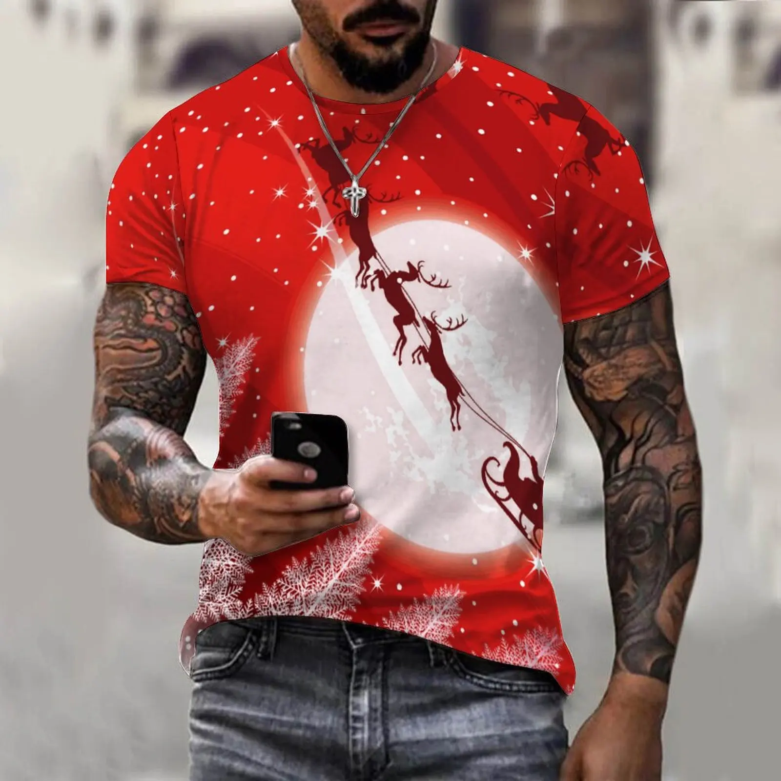 

НОВАЯ РОЖДЕСТВЕНСКАЯ футболка с забавным 3D-принтом Санта-Клауса, модная уличная одежда унисекс, праздничные Топы большого размера в стиле Харадзюку, Детский Рождественский подарок