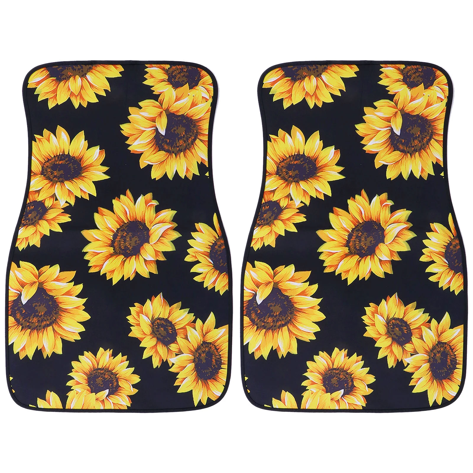 

2 Pcs Truck Car Floor Mat Waterproof Flooring Sunflower Rug Polyester Vehicle Mats