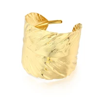 simple gold leaf open cuff bracelet bracelet ladies jewelry hollow metal minimalist individualism leaf boho wide bracelet