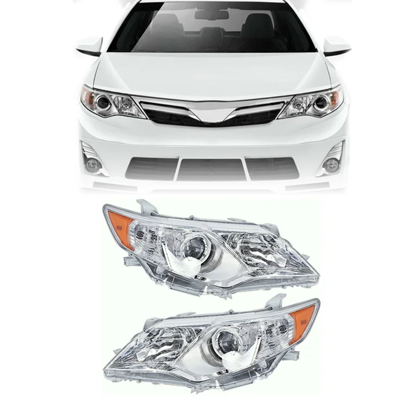 

Headlight Assembly For Toyota Camry 2012-2014 Driver and Passenger Side Headlamps W/Amber Corner