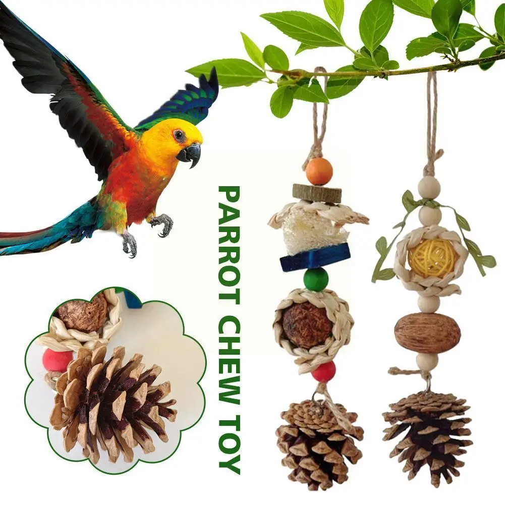 

2023 Bird Chewing Toy Bird Beak Grinding Toy With Removable Birds Hook Block Parrot Bite Parrot Cage Toys Toys Wooden L6M7