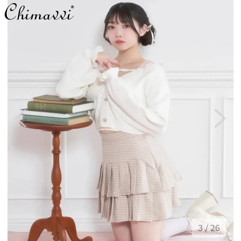 Новый японский кардиган с длинными рукавами и ромбовидной пряжкой Love подтяжки