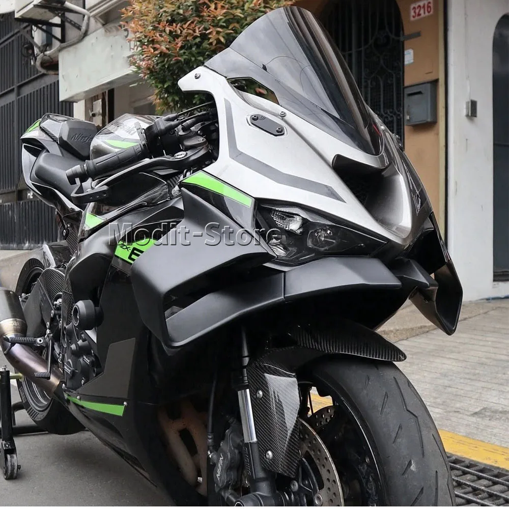 Фото Для мотоциклов Kawasaki ZX-6R ZX6R ZX 6R 2024 2025 2026: боковые винглеты, передний спойлер, фиксированный нижний обтекатель, накладка на крыло для создания прижимной силы №3