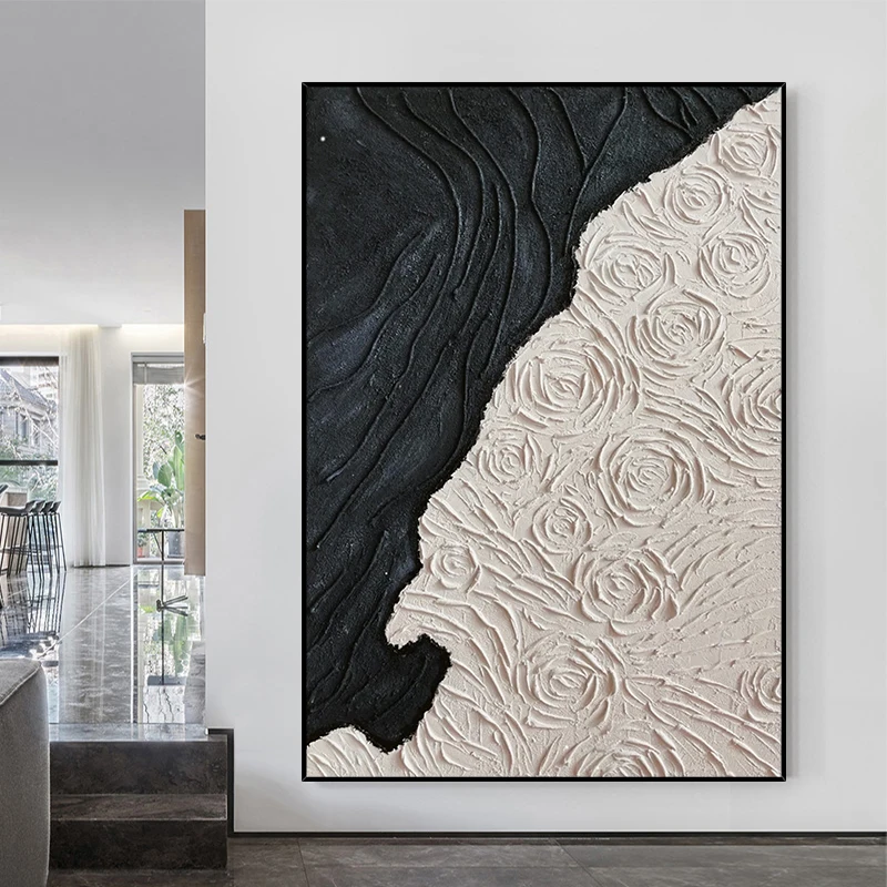 

Черно-белая оранжевая 3d-абстрактная побережья 100% ручная роспись маслом настенная живопись для дома гостиной ручной работы ресторана