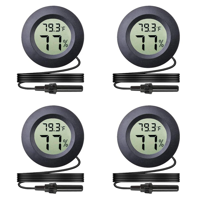 

Digital Round Hygrometer Thermometer Gauge With Probe LCD Display Temperature Humidity Meter For Incubator Reptile Plant
