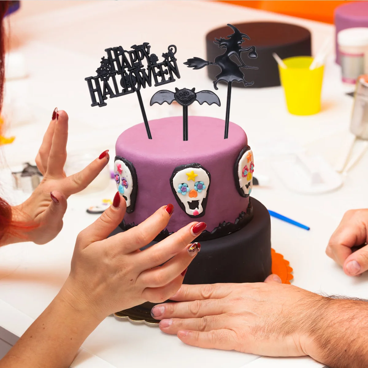 

40pcs Plastic Fruit Picks Cupcake Decoration Halloween Picks Party Supplies