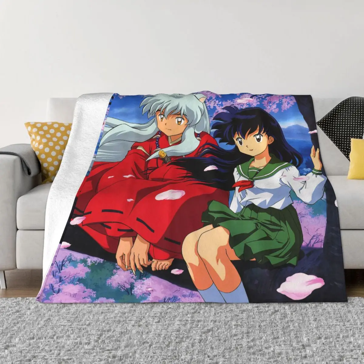 

Classical Inuyasha Cartoon Blankets Flannel Summer Japanese Anime Super Warm Throw Blanket for Bedding Outdoor Rug Piece