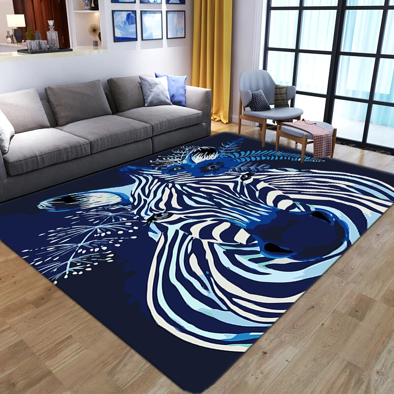 

Home Cartoon Zebra Carpets Living Room Decoration Flannel Soft Bedroom Rugs for Children Boys Toilet Floor Mat Anti-slip Doormat