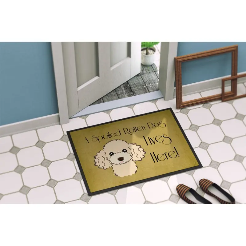 

Spoiled Buff Poodle Dog 18x27 Door Mat, Indoor Welcome Rug or Outdoor Mat Floor cushion Chair cushion Patio cushions Bed wedge