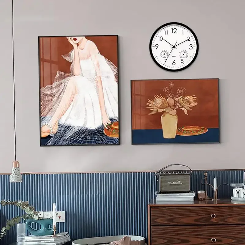 Декоративные круглые часы с термометром и влажностью