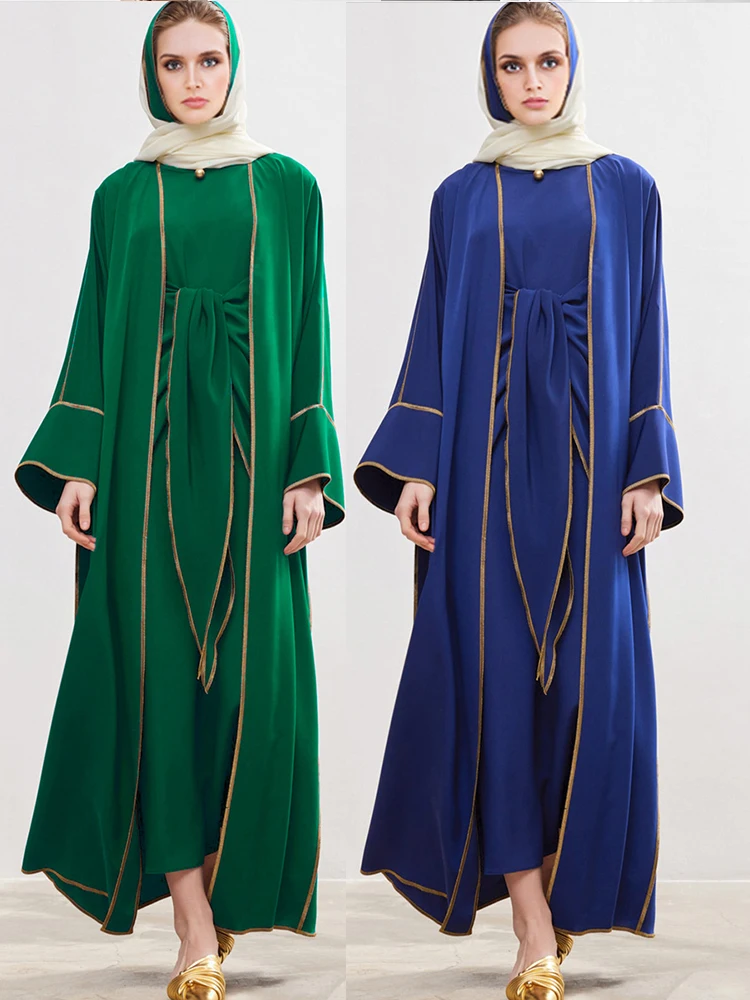 

ИД мусульманская абайя для женщин, комплект из 2 предметов, халат 2023, Средний Восток, мусульманские комплекты, Дубай, абайя, Турция, кафтан, кардиган, женская одежда