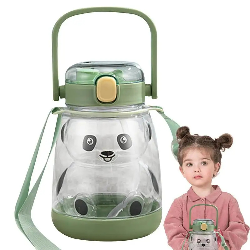 

Милая бутылка для воды с большим животом, чашки для воды в форме панды, милая бутылка в эстетике с соломинкой и ремешком, два способа пить, 700 мл, мультяшный