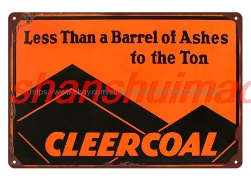 1930-е годы Cleer Coal Mining металлическая жестяная вывеска плакат настенная живопись ll