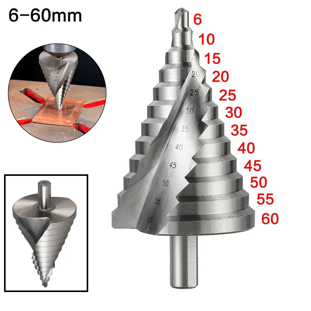 

1pc 6-60mm HSS Step Drill Pagoda Drill Spiral MultiFunction Drill Power Tool Professional Woodworking Parts Accessories