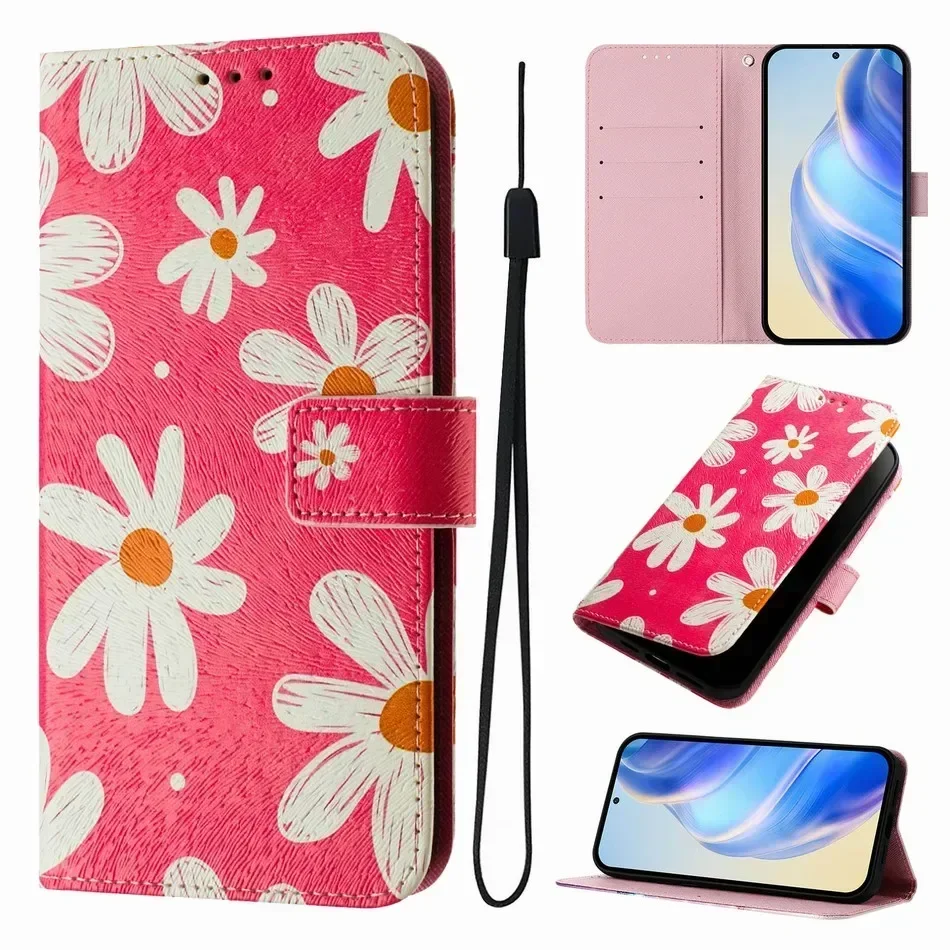 Чехол Lovely Daisy Marble Painted для Samsung Galaxy A23 A24 A25 A30 A30S A31 A32 A33 A34 A35 A36 A40 5G Wallet Phone Cover # ENB