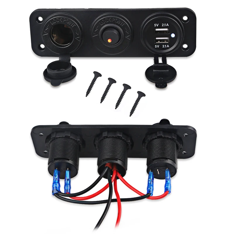 

12 в прикуриватель 3 в 1 Водонепроницаемая 4,2 а двойная USB-розетка автомобильное зарядное устройство с розеткой питания вкл/выкл для автомобил...