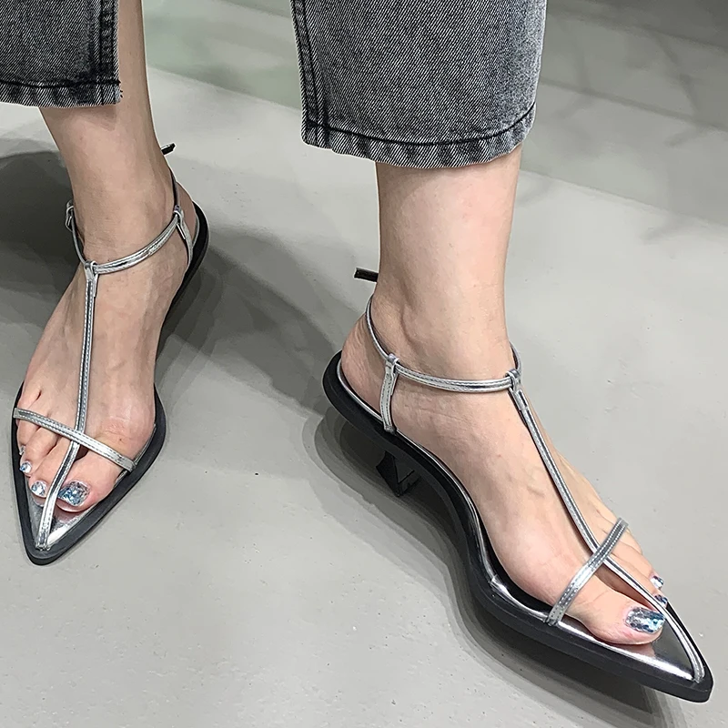 

Thin High Heels Luxury Womens Pumps Sandals For 2022 Ladies Free Shipping Designer Pointed Toe Female Shoes Korean Style Slides