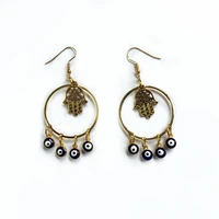 new crystal turkish magic eye hand hamsa earrings womens personality gold metal earrings jewelry