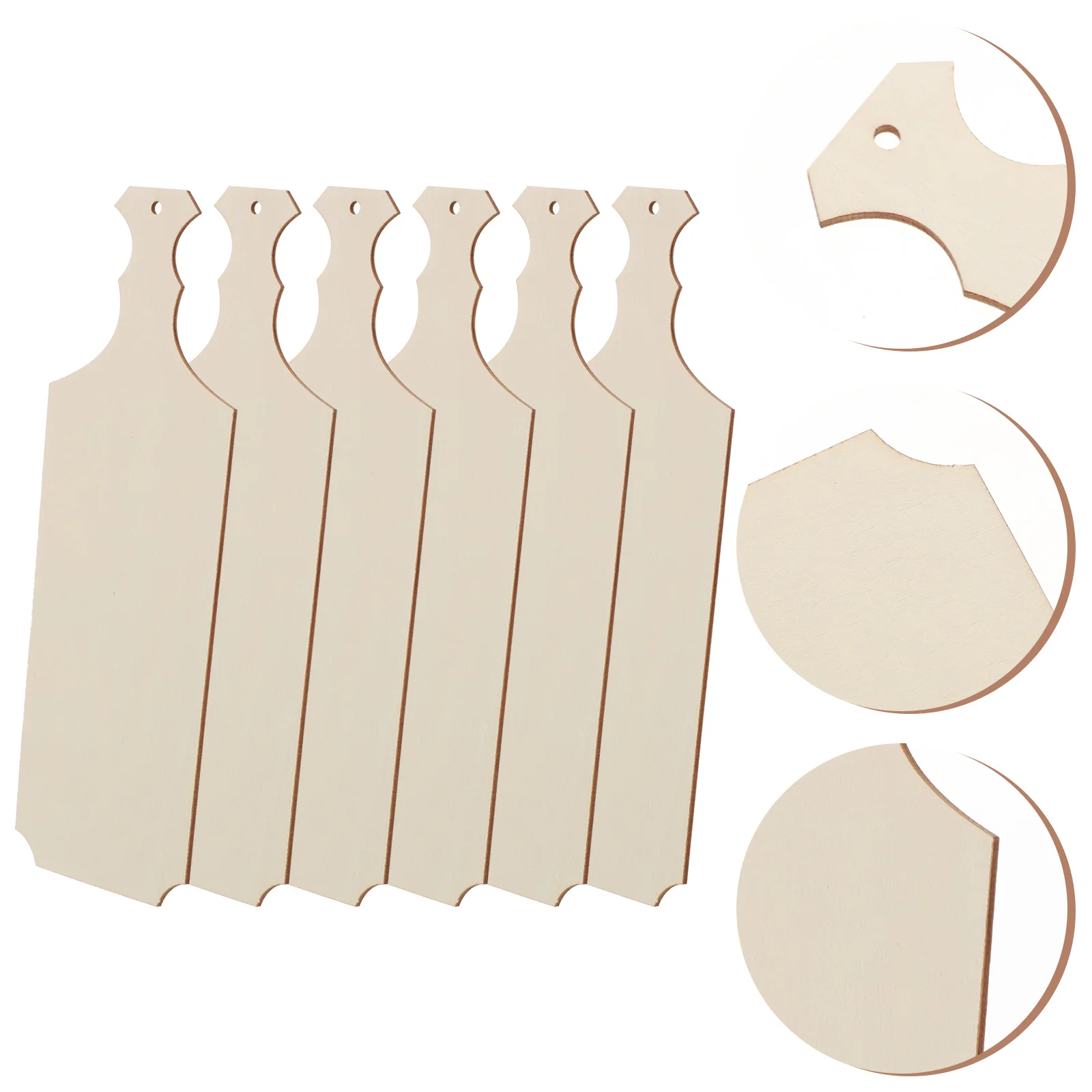 

6 Pcs Chopping Board Handle Blank Cutting Wooden Cake Decor Bat Card Decorations Tray Small Bread Serving Plate DIY