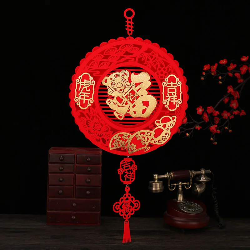 

Китайские Новогодние подвески, фонарик из нетканого материала, Новогоднее украшение, благословение, праздничные украшения для дома, товары...