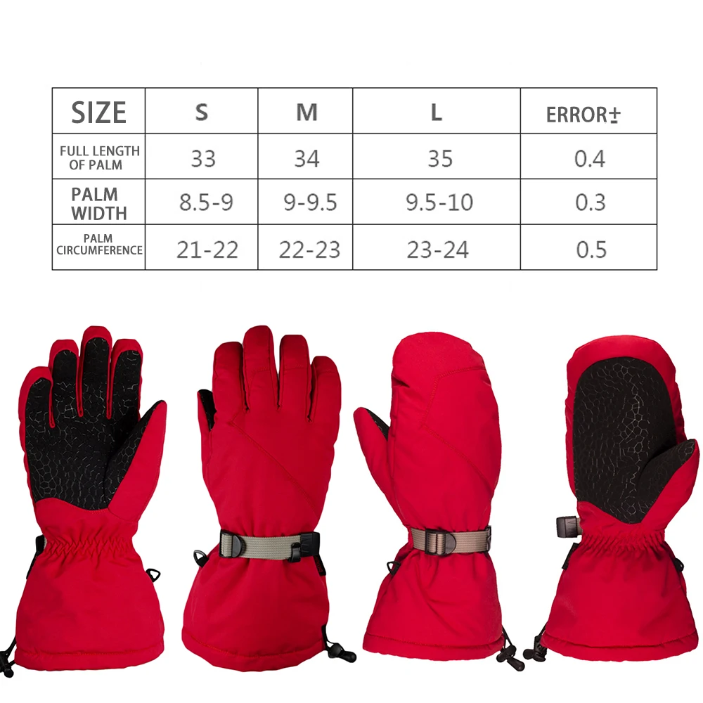 Winter Snowboard Ski Gloves  Waterproof Mittens Oxford Cloth Velvet Non-slip For Motorcycle Cycling Fleece Warm Snow Gloves images - 6
