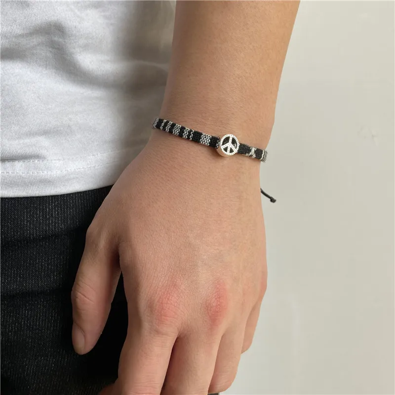 Плетеный браслет дружбы в богемном стиле с веревкой модный подвеской мира