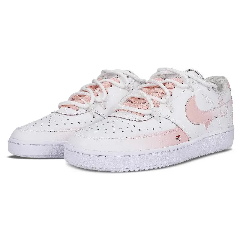 【Настроить】Nike Court Vision 1 обувь для скейтбординга женские низкие белые/розовые