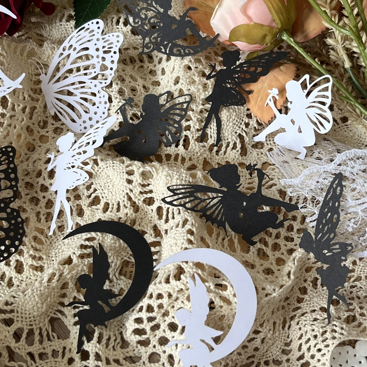 

20Pcs Vintage Flower Butterfly Fairy Hollow Lace Material Paper Retro Scrapbooking Arts Collage Cards Lable Junk Journal Planner
