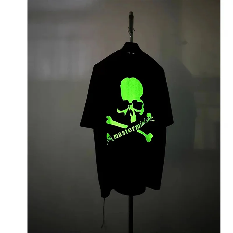 

2023 Mastermind High Street MMJ Skull Head Glow Print Pure Cotton Short Sleeve T-shirt For Men And Women