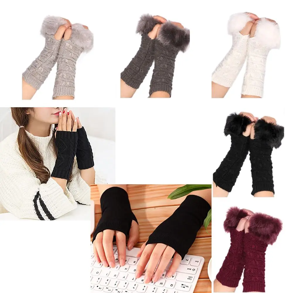 

Sleeve Knitted Arm Sleeve Warm Arm Sleeves All-match Furry Sleeves Hemp Gloves Fingerless Glove Women Winter Glove