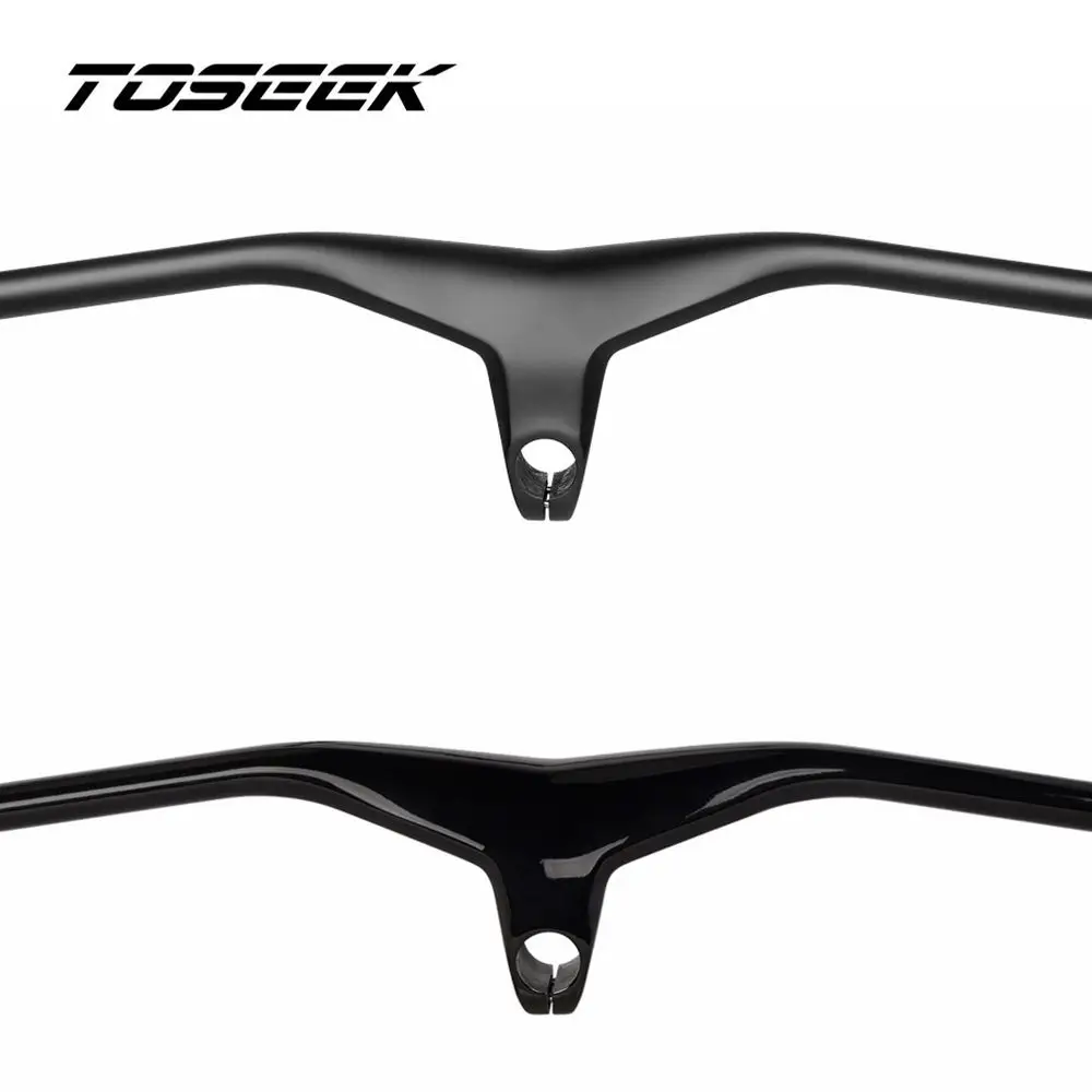 

TOSEEK Bike MTB Integrated Handlebars and Stem -17 Degrees For Mountain Handlebar Bicycle Parts Carbon Fibre Black Gloss Matt