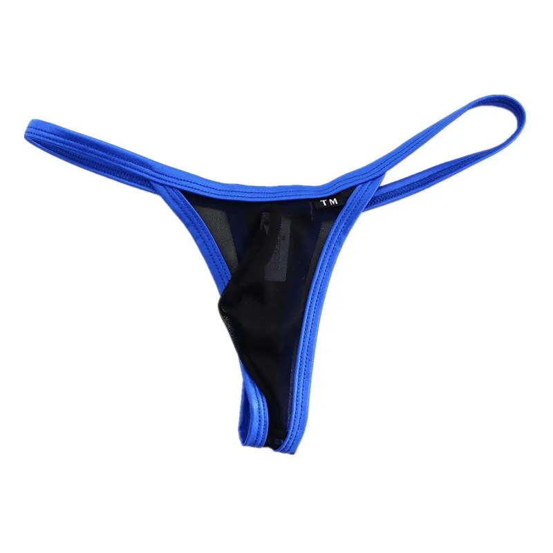 

Men's Thong Low Waist Sexy Mesh Fabric High Stretch Breathable Men's T Trousers U Convex Men's Antibacterial Underwear