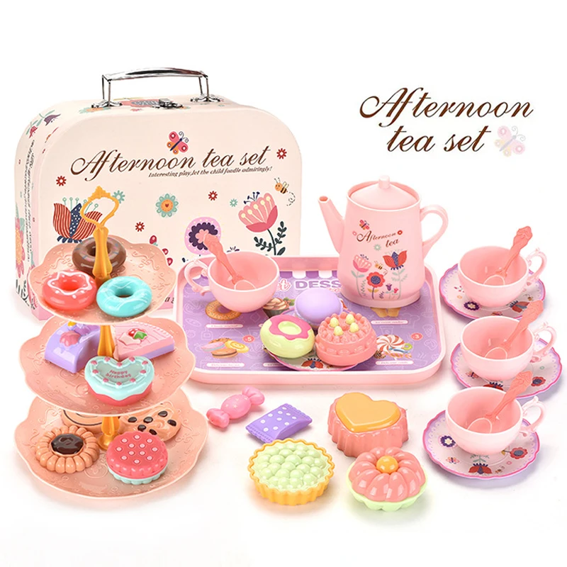 

Girls Toys DIY Pretend Play Toy Simulation Tea Food Cake Set Play House Kitchen Afternoon Tea Game Toys Gifts For Children Kids