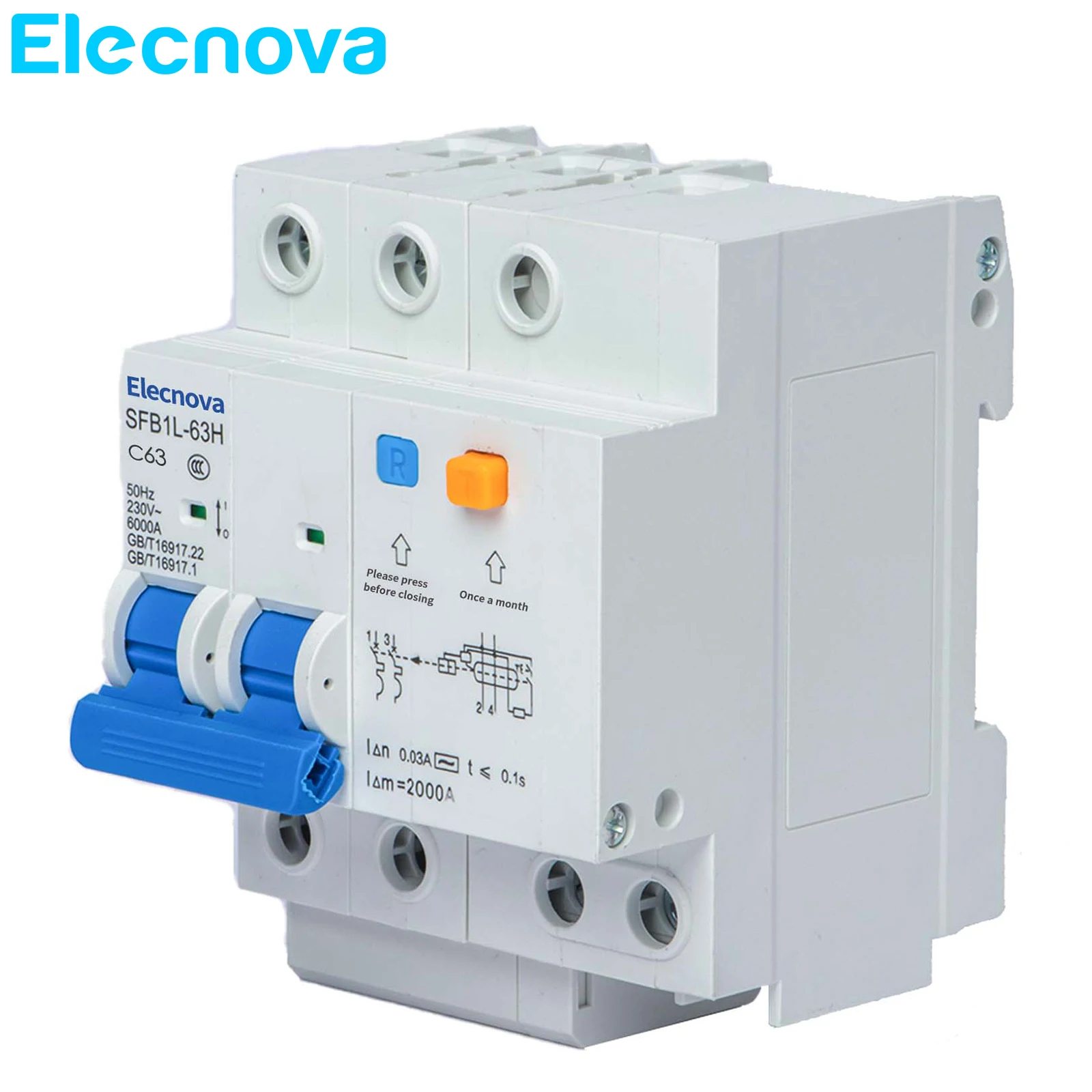 AC RCBO MCB SFB1L-63HC 2P Мини автоматический выключатель бытовой главный переключатель-перегрузка, короткое замыкание, утечка, защита остаточного тока