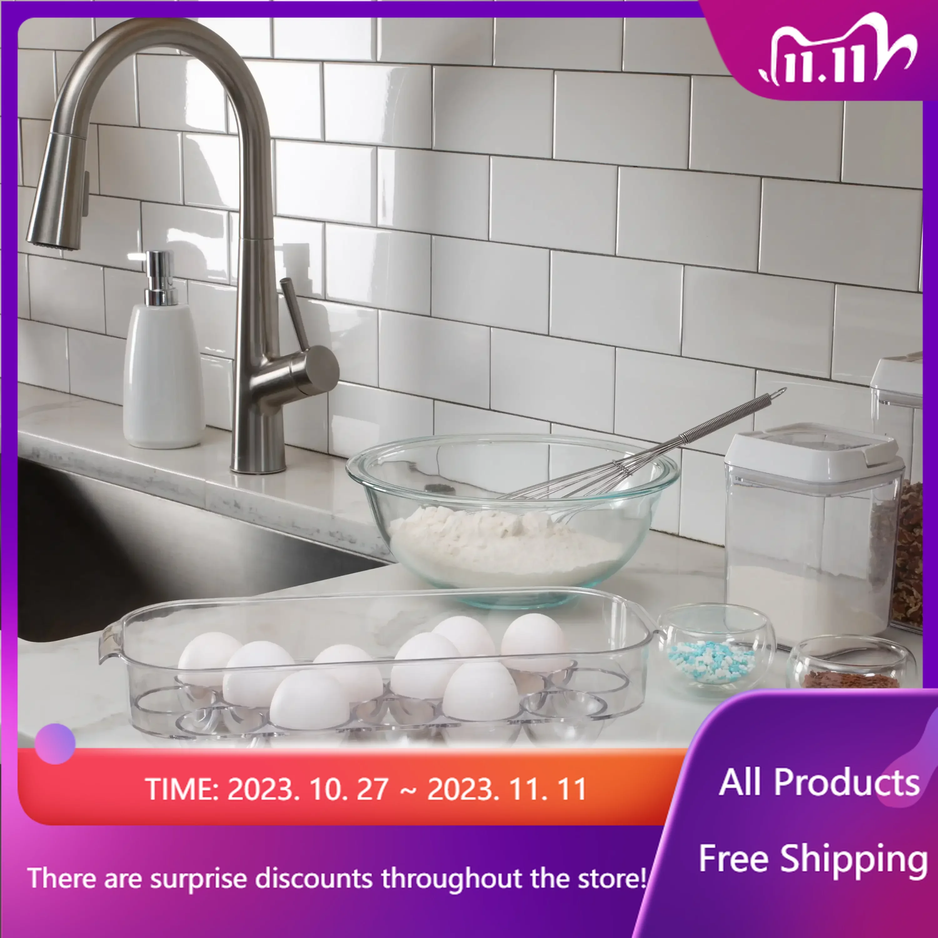 

16 Compartment Plastic Egg Holder, Container Organizer, Kitchen Storage, Food Container, Food Storage,Plastic Storage Containers