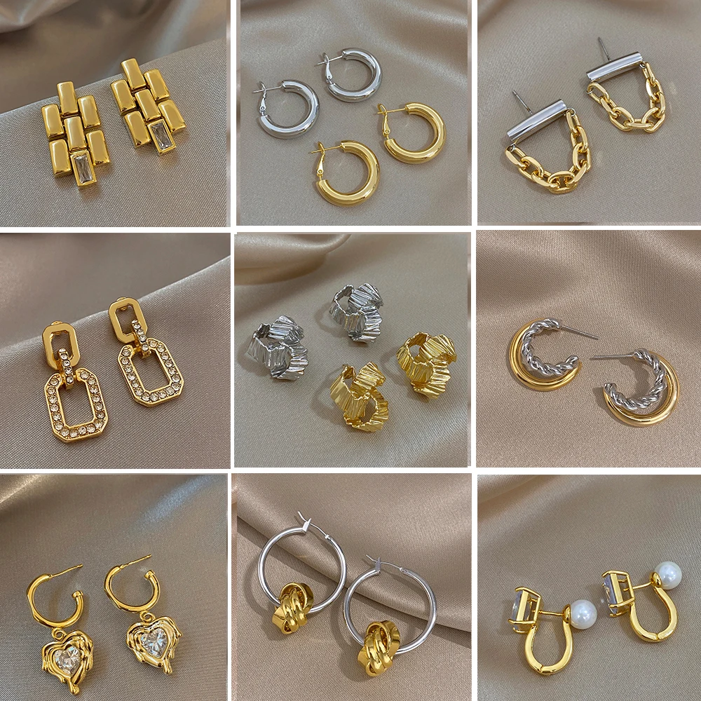 Простые шикарные серьги Flashbuy золотого цвета для женщин, новые очаровательные стильные серьги из металлического сплава с геометрическим рисунком, ювелирные изделия в подарок