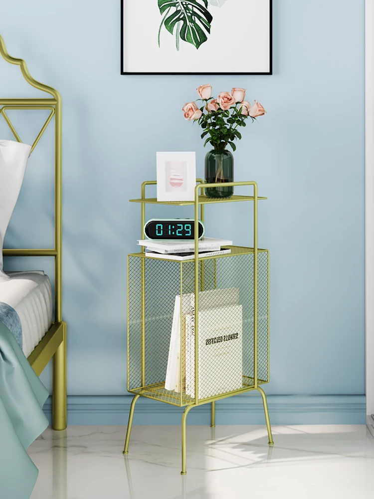 

zq Nordic Storage Rack Floor Bedside Table Bookshelf Living Room Storage Rack Corner Storage Rack