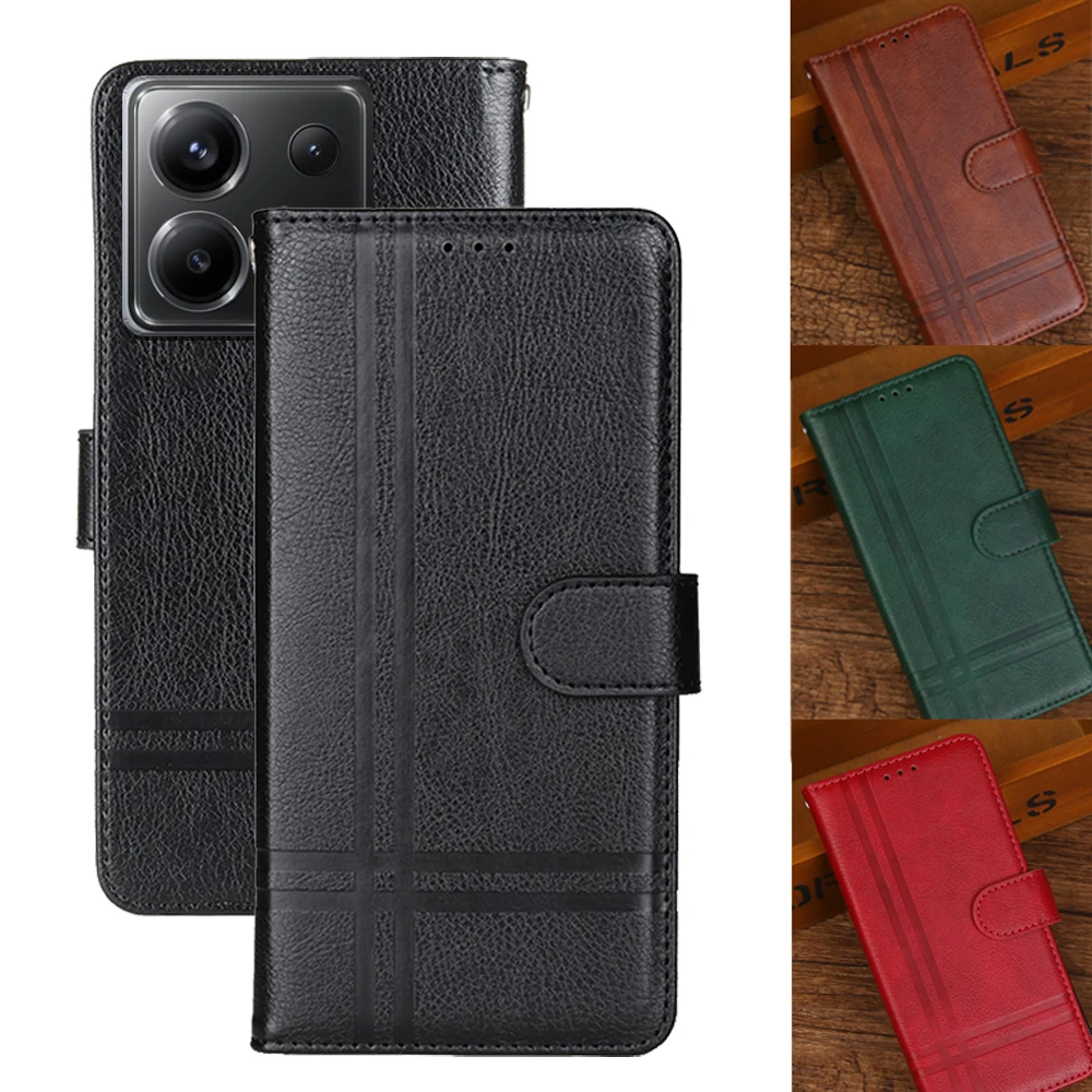 Кожаный силиконовый чехол-книжка для Xiaomi Poco X6 чехол телефона PocoX6 X 6