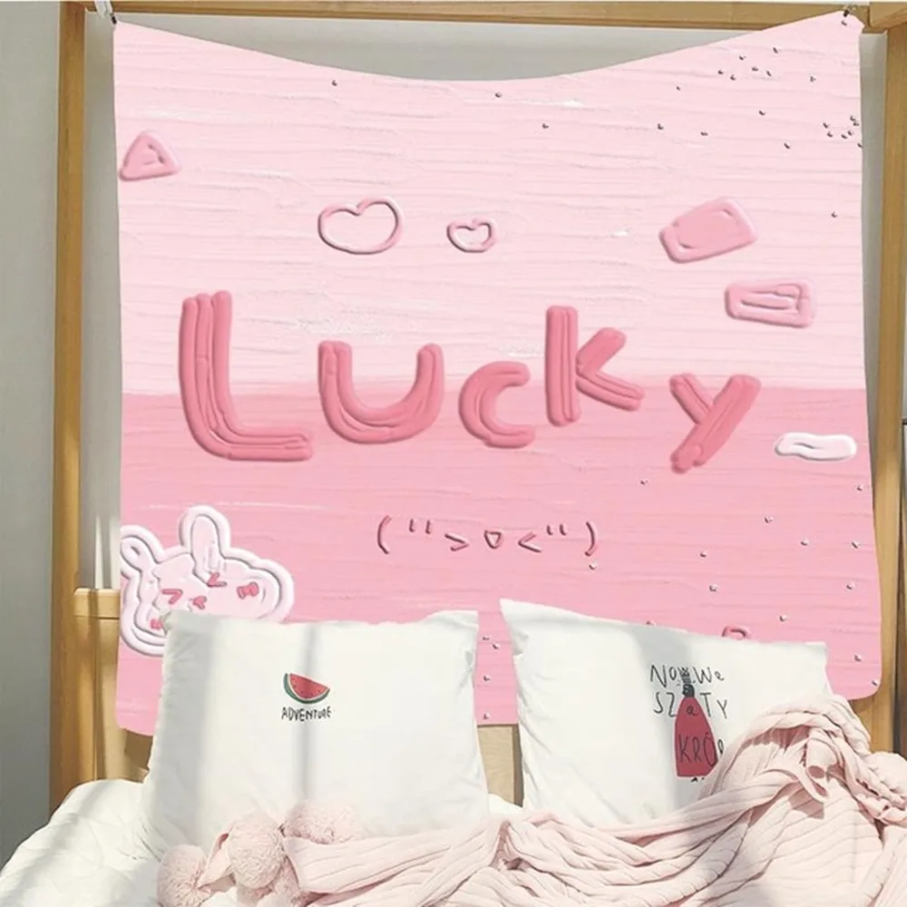 

Pink Anime Girl Banners Flag Wall Art Home Decoration Kawaii Tapestry Wall Hanging Painting Cute Fashion Lady Tapestries Hot G6