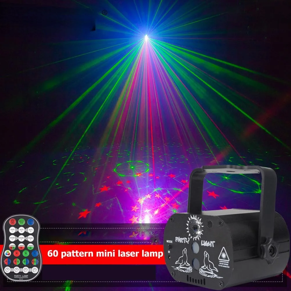 

LED Remote Control Voice Mini Laser Light 60 Pattern USB Starry Sky Top KTV Bar Disco Party Atmosphere Light Home Colorful Flash