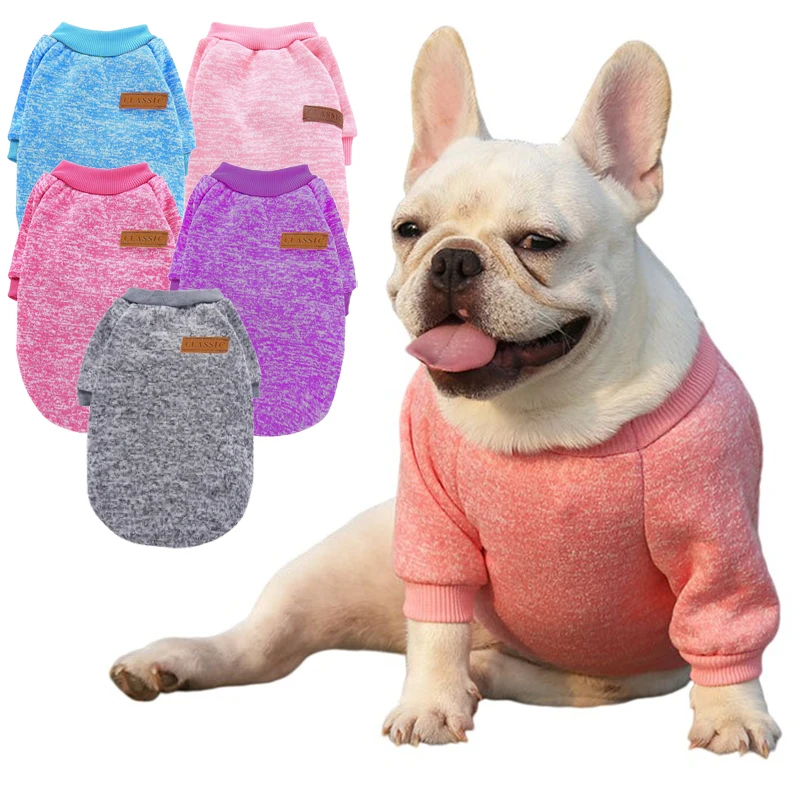 

Dog Knitted Sweater Clothes Winter Soft Crew Neck Solid Color Warm Pet Puppy Cat Jumpers For Small Medium Dogs Apparel Costumes