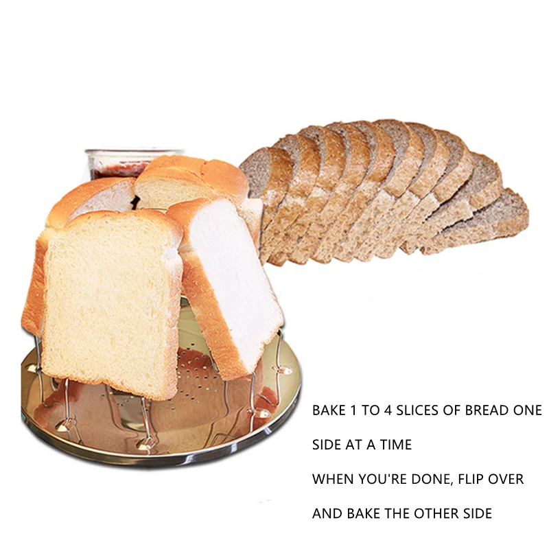 

4 Slice Folding Camping Toaster Rack Portable Stainless Steel Outdoor Camping Toasters For Gas Hob Cooker Cooking Tool