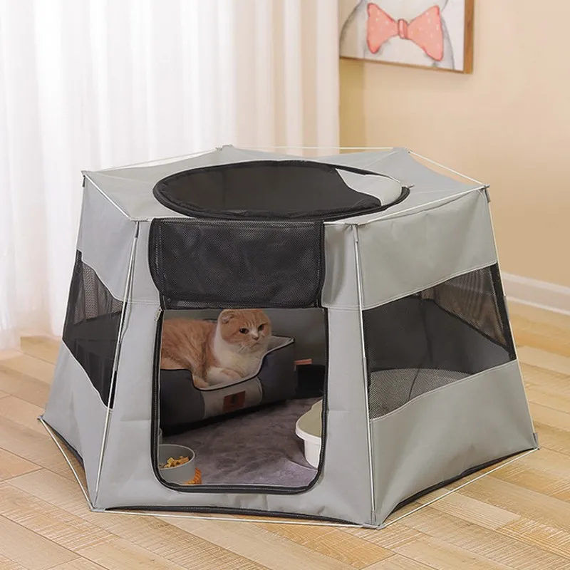 

2022 new pet tent octagonal cage folding portable cat cage fence is suitable for small and medium-sized pets such as cats
