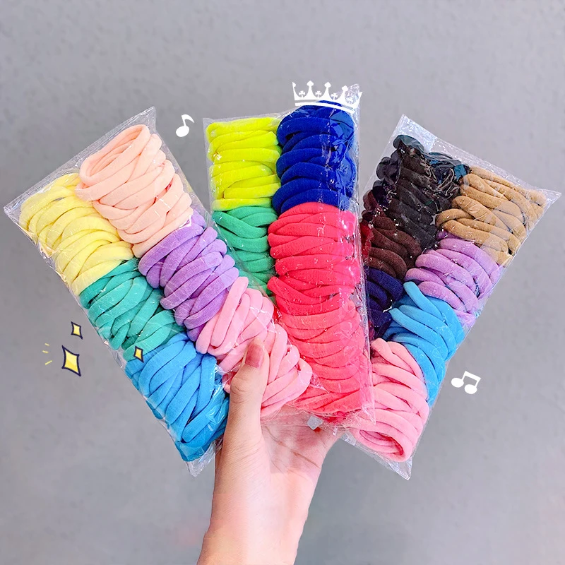 

50Pcs/Set Women Girls Colorful Nylon Elastic Hair Bands Ponytail Holder Rubber Bands Cute Scrunchie Headwear Hair Accessories
