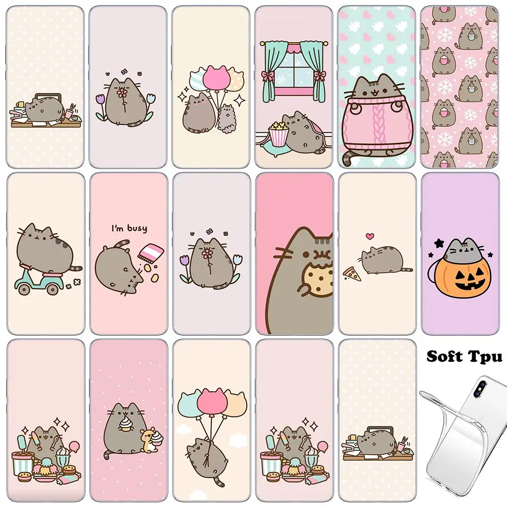 Мультяшный чехол для телефона P-Pusheens Kawaii Cat Motorola Moto G13 G14 G53 G54 G62 G72 G82 G84 E13 E20 G42 G32 G23 G22